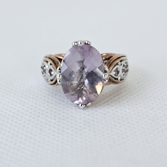 Victoria Wieck Jewelry - Rare Victoria Wieck Kunzite & Garnet Ring 18k Rose Gold & Sterling Silver Sz 7